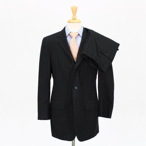 Vintage 1980's Brooks Brothers 40L 36x30 Gray Stripe 3-Button Full Suit … - Picture 1 of 15